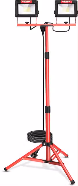Foco LED de trabajo Hychika de 120W con trípode telescópico de 1,75 m, 14000 lm, rotación 360° y protección IP65 en color rojo y negro