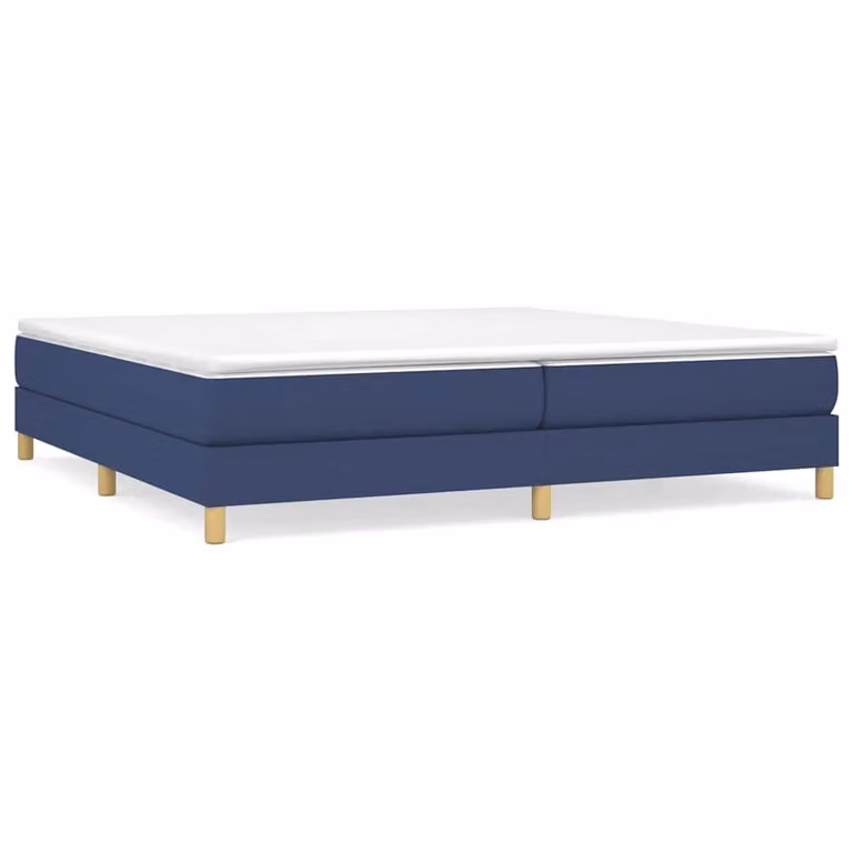 Estructura de cama tapizada vidaXL con somier de láminas de madera en azul 200 x 200 cm