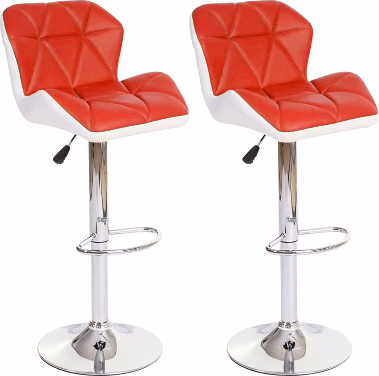 Conjunto de 2 taburetes de bar Mendler Hamilton giratorios en madera y piel sintética color rojo