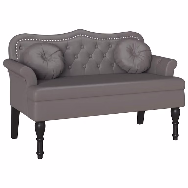 vidaXL Banco Chesterfield de Cuero Sintético Gris An/P/Al: 120.5 x 65 x 75 cm