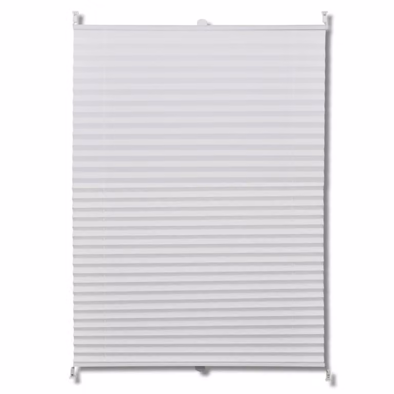 Cortina Plisada Syfax de Poliéster Semi Transparente en Blanco, An: 70 cm, Al: 150 cm
