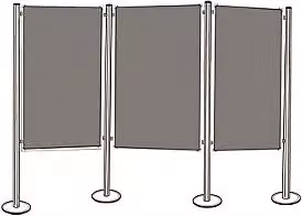 Juego de 3 paneles para presentaciones Magnetoplan de fieltro gris con estructura de aluminio y soporte móvil