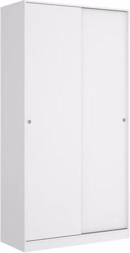 Armario de DMORA con puertas correderas para dormitorio en blanco y gris, An: 100 cm, P: 100 cm, Al: 204 cm