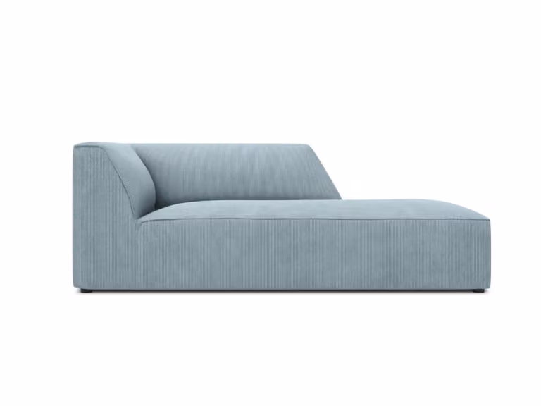 Chaise longue en forma de L Micadoni Home de pana azul claro con diseño moderno para tu salón