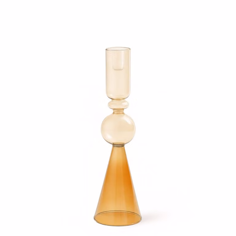 Portavelas de vidrio naranja transparente Sia Deco para velas de tipo taper, Altura: 31 cm