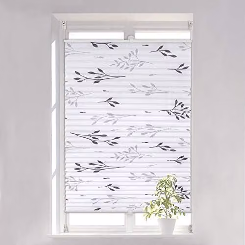 Estor de cortina plisada WOLTU de poliéster semitransparente, An/Al: 75 x 130 cm, Gris o Beige
