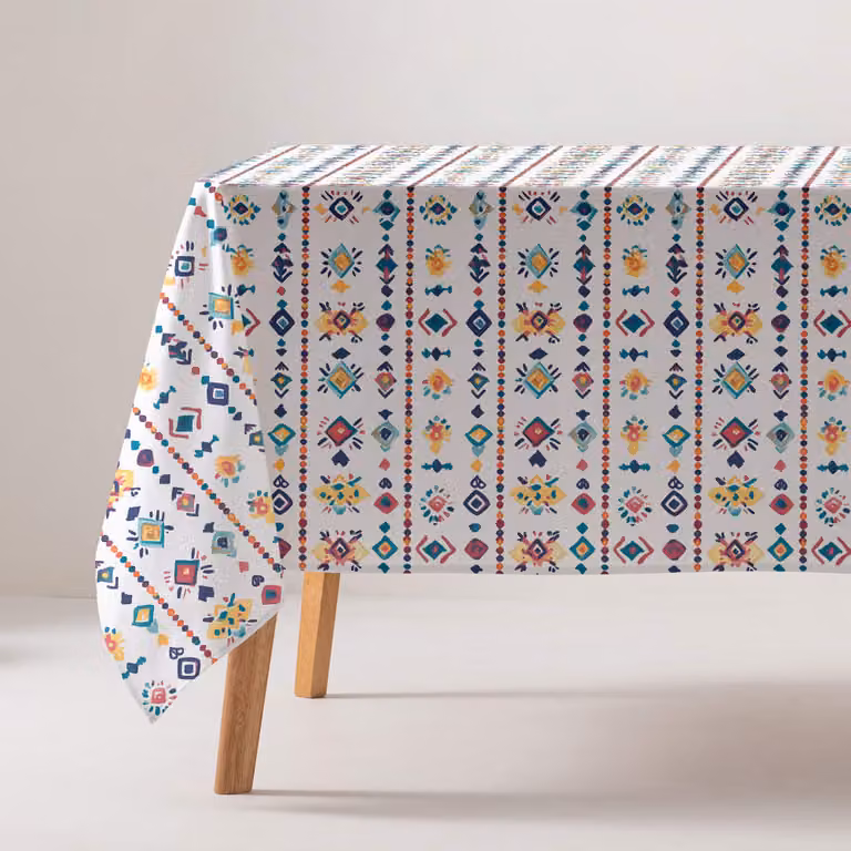 Mantel rectangular antimanchas de algodón con estampado étnico floral de la marca elyra, multicolor, An/P/Al: 160 x 300 cm