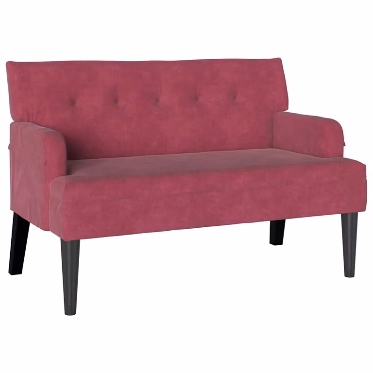 vidaXL Banco Chesterfield de Terciopelo Rojo con Patas de Madera An/P/Al: 112 x 65,5 x 75 cm