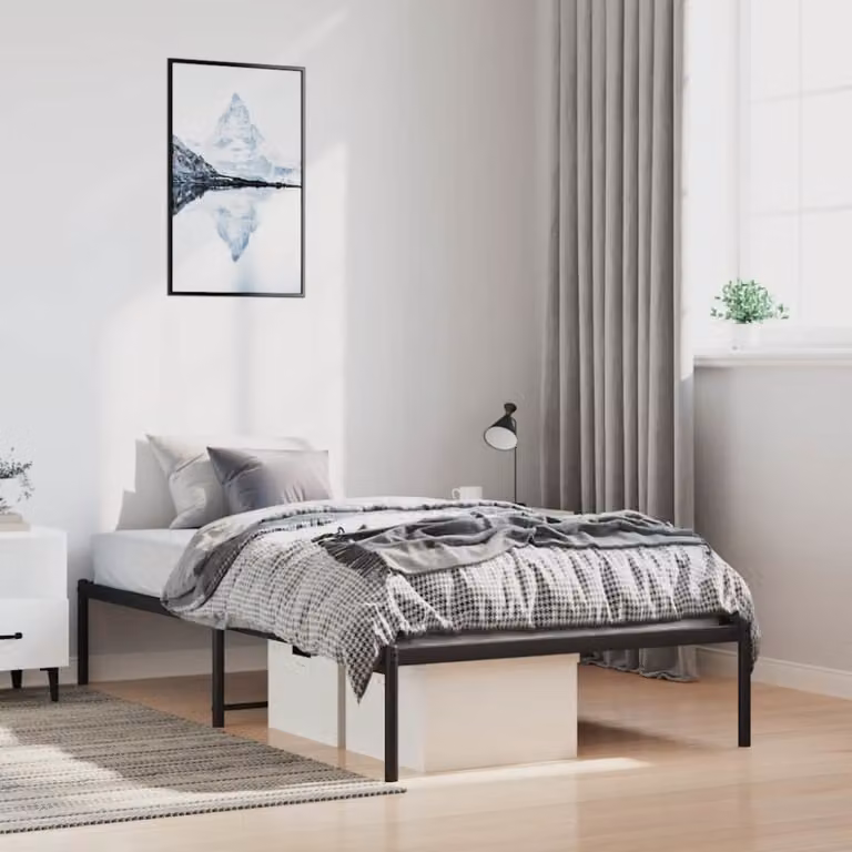 Estructura de cama individual Maison Chic de metal en color negro An/P/Al: 100 x 200 x 104,5 cm