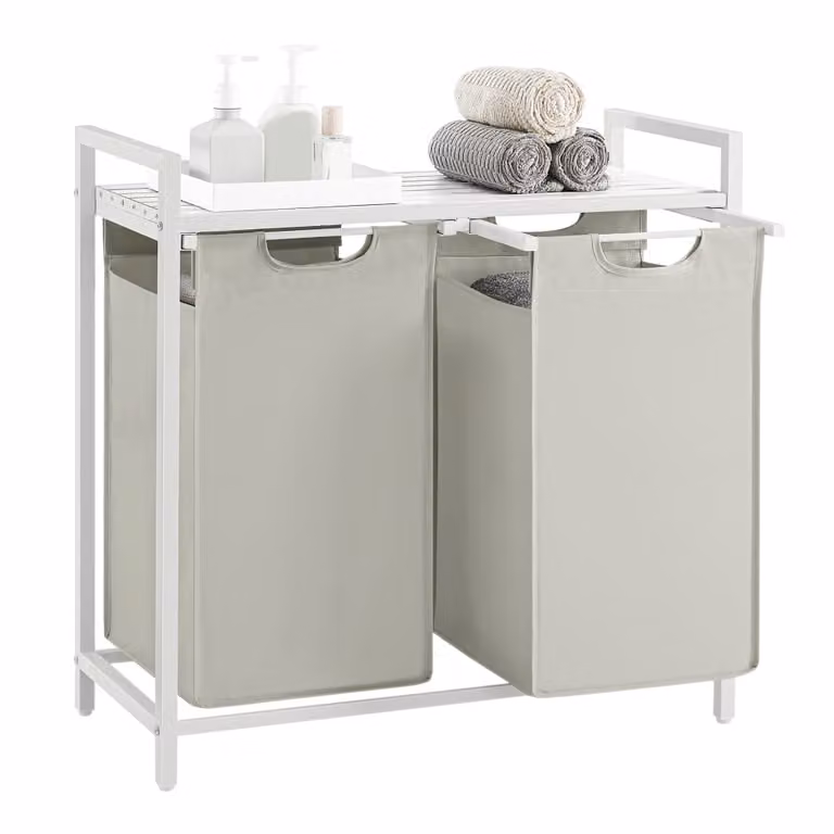 Cesto para ropa sucia Vasagle con 2 bolsas de tela extraíbles, blanco, An/P/Al: 73 x 33 x 72 cm
