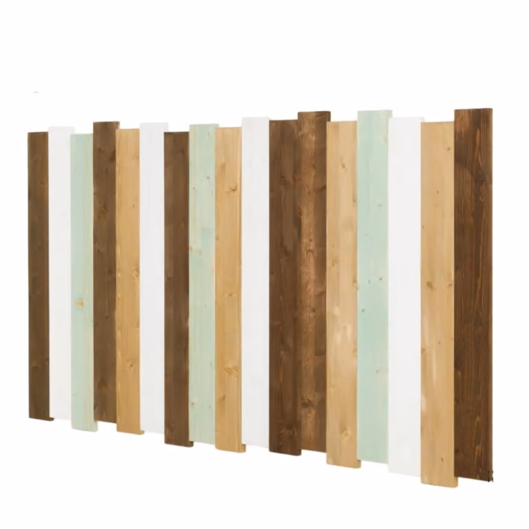 Cabecero de cama étnico Hannun de madera maciza lacada en multicolor de 140 cm