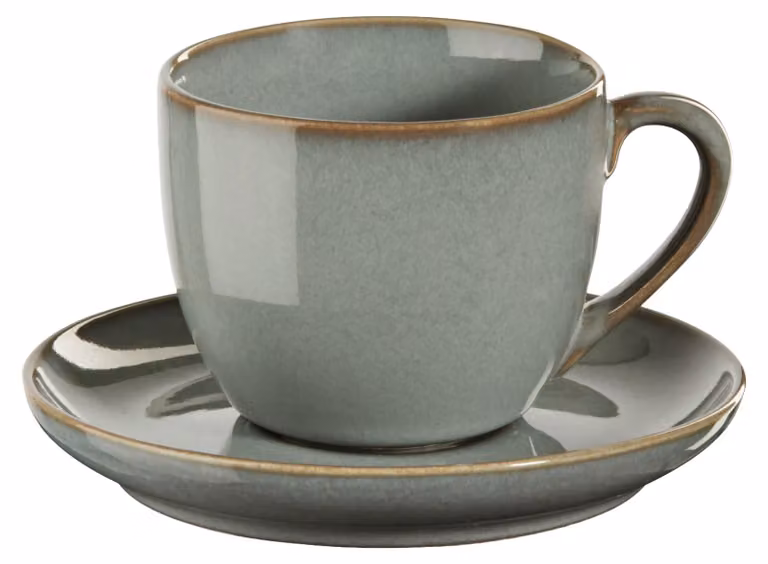 Taza de espresso ASA Selection Seasons con plato, color verde o gris, capacidad de 90 ml