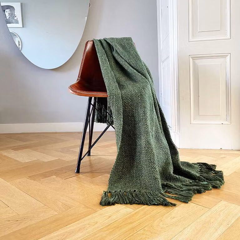 Manta Malagoon de estilo étnico color verde, An/P: 125 x 150 cm
