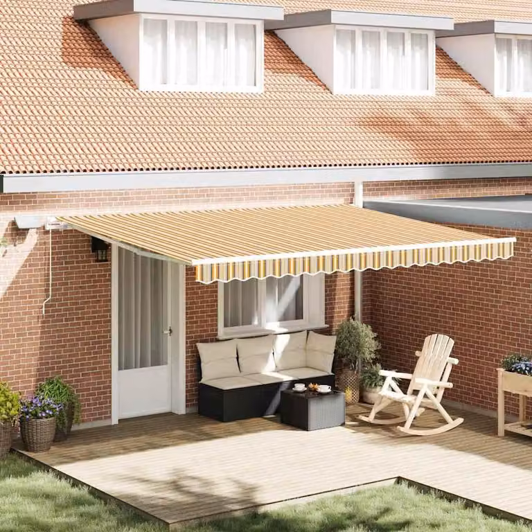Toldo retráctil Syfax multicolor con brazos plegables de aluminio y tela de poliéster An/P: 450 x 350 cm