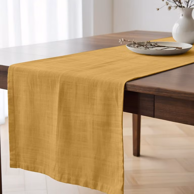 Camino de mesa Muare Home de algodón orgánico color amarillo An/P/Al: 150 cm