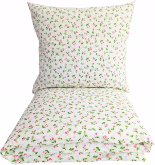 Juego de cama de algodón 100% Doratex con diseño floral en colores verde, rosa, amarillo y blanco, incluye funda nórdica y fundas de almohada, An/P/Al: 160 x 200 cm