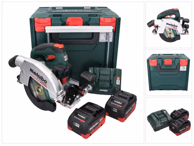 Sierra circular a batería Metabo KS 18 LTX 66 BL de 18 V con disco de 165 mm, 2 baterías de 5,5 Ah y cargador, multicolor