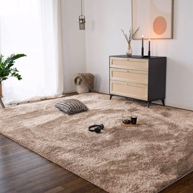 Alfombra de pelo alto SOFI de Home Deluxe, diseño moderno y antideslizante en color marrón, An: 150 cm, An: 80 cm