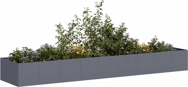 Jardinera de acero Syfax en color gris antracita, An/P/Al: 360 x 80 x 40 cm