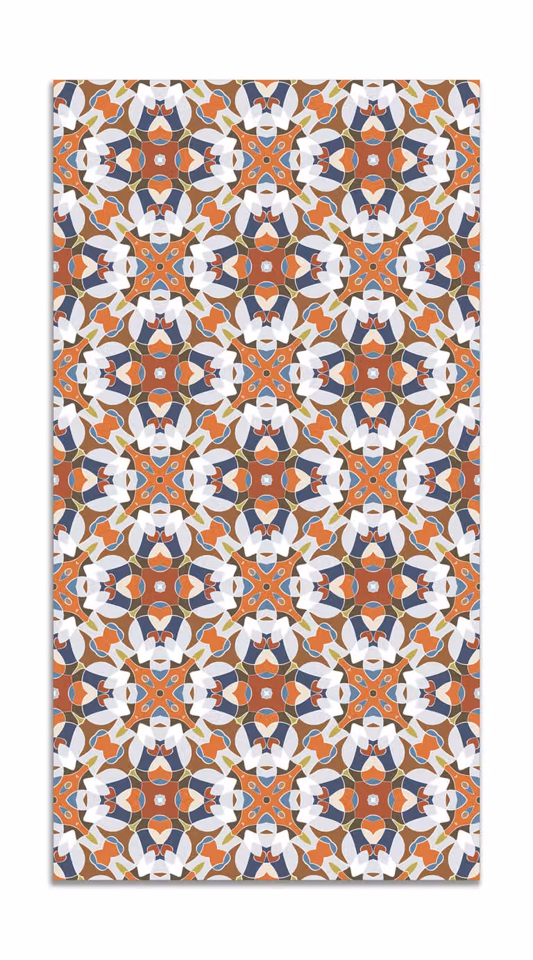 Alfombra de vinilo con diseño de baldosa modelo oriental multicolor, An/P: 80 x 200 cm
