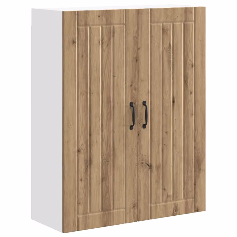 Armario de pared para cocina vidaXL LUCCA en color marrón, diseño moderno de madera con puertas batientes, An: 80 cm, P: 31 cm, Al: 100 cm