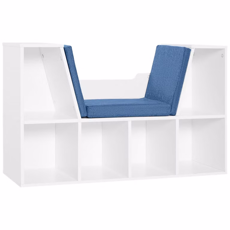 Librería Homcom moderna de melamina en blanco y azul An/P/Al: 102 x 30 x 61 cm