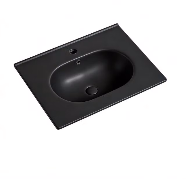 Lavabo de encastre ovalado de cerámica OTITEC en color negro, An/P: 60 x 46 cm