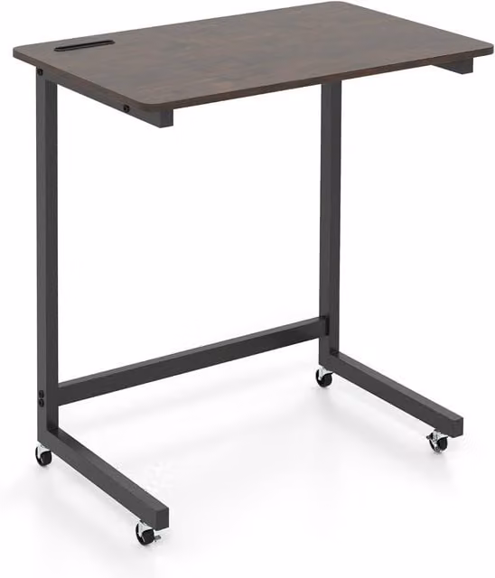 Mesa auxiliar móvil en forma de C con ruedas y soporte para teléfono NORTHIX en marrón y multicolor, An/P/Al: 39,5 x 36 x 66 cm