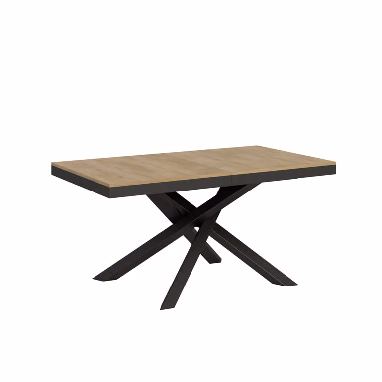 Mesa extensible Itamoby de estilo moderno en color roble y antracita, An/P/Al: 160 x 90 x 77 cm