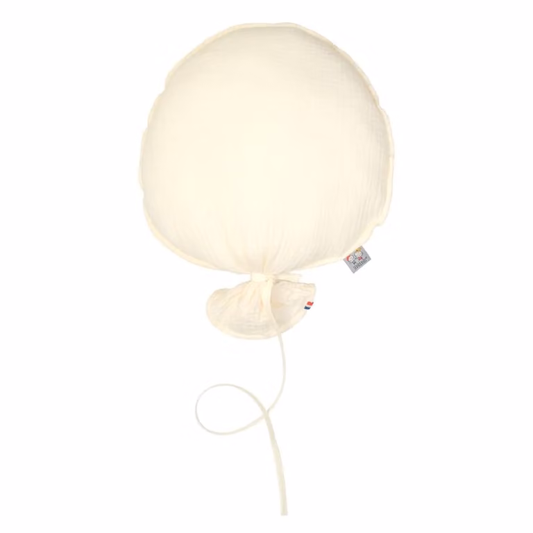 Globo decorativo de pared Sevira Kids en gasa de algodón artesanal y personalizable, redondo, beige y blanco