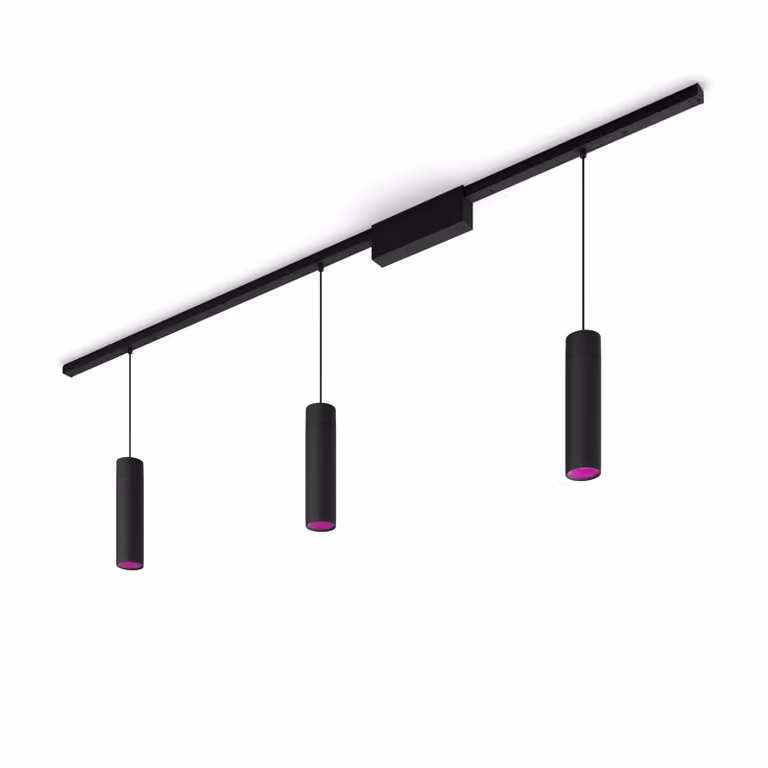 Kit de iluminación Philips Hue White & Color Ambiance con base de techo recta y 3 lámparas suspendidas en color negro
