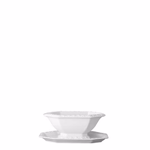Salsera con platillo Rosenthal Maria de porcelana en color blanco, capacidad 0,40 l