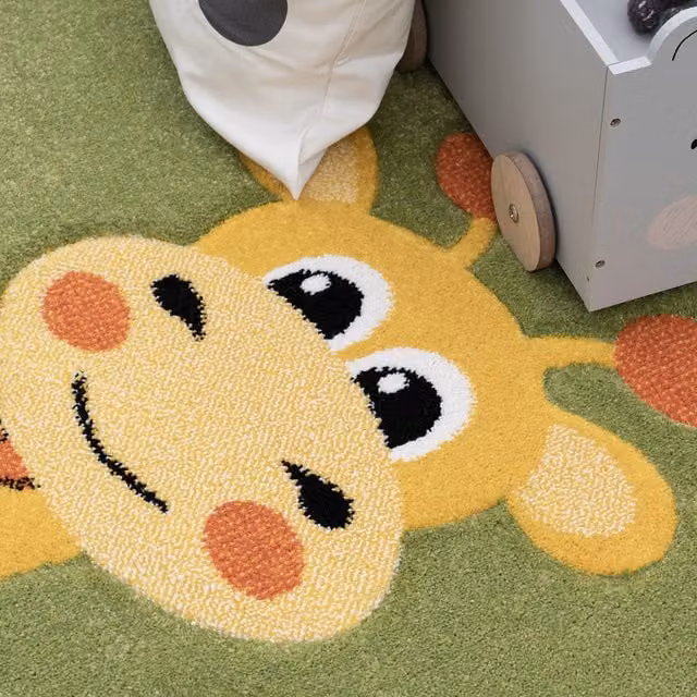 Alfombra moderna Diamora verde multicolor de forma redonda con diámetro de 120 cm