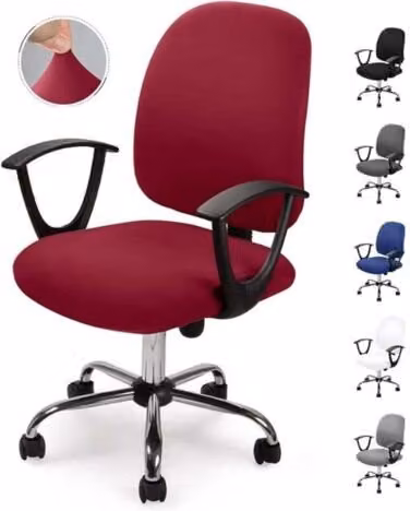 Pack de 2 fundas para sillas de oficina y comedor MIMIY en color rojo, diseño minimalista elástico y lavable