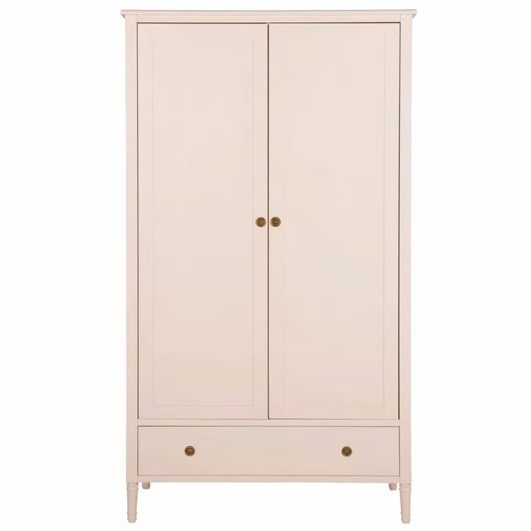 Armario infantil Maisons du Monde en madera de haya y MDF lacado color rosa con 2 puertas y 2 cajones
