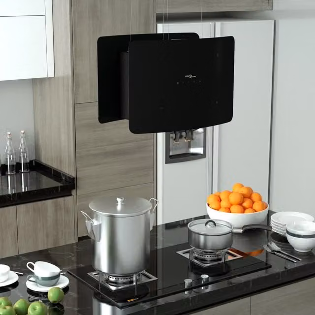 Campana extractora colgante vidaXL con pantalla LCD, vidrio templado y acabado en negro