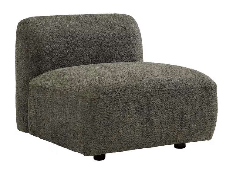 Sillón de tela bouclé verde DANEPI con estructura de madera sólida