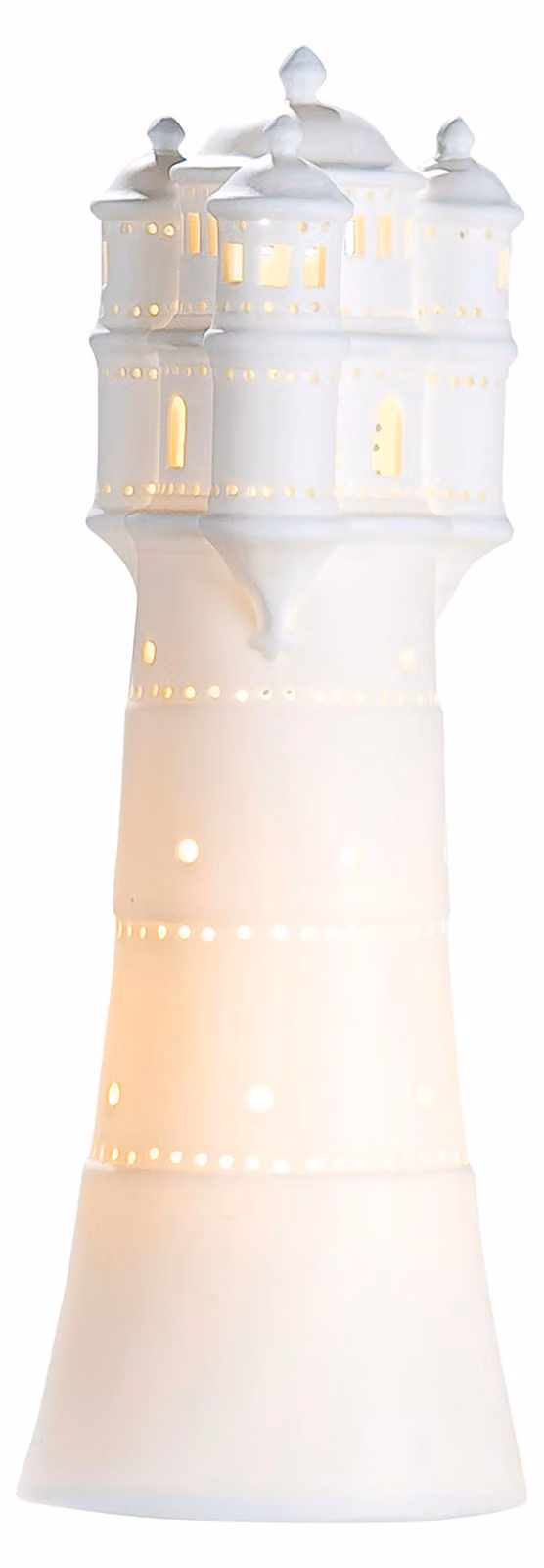 Lámpara de mesa Gilde de cerámica blanca con diseño marítimo, Diámetro: 12 cm, Altura: 35 cm
