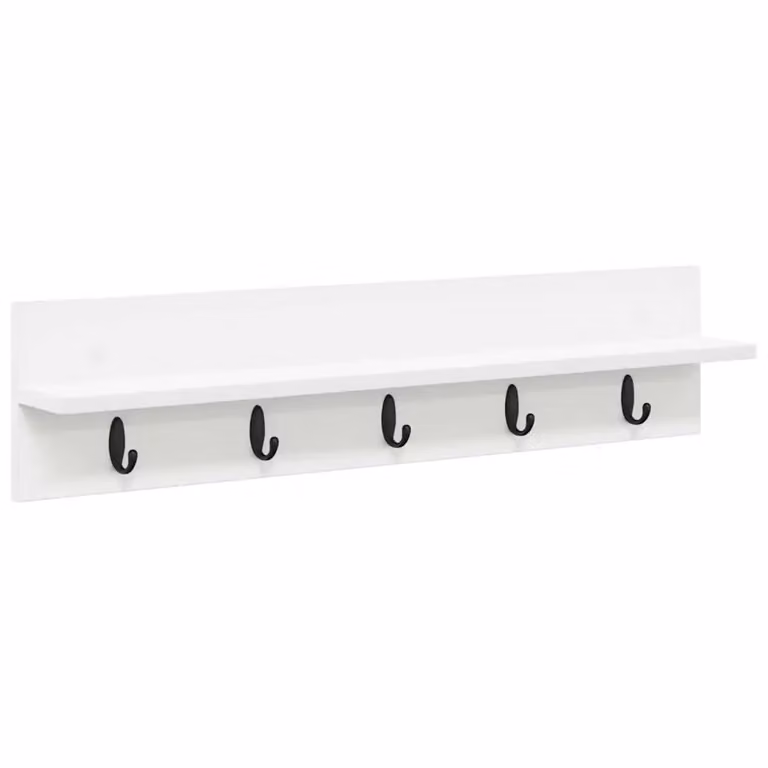 Perchero de pared moderno vidaXL de madera lacada en blanco, An/P/Al: 80 x 10,5 x 18 cm