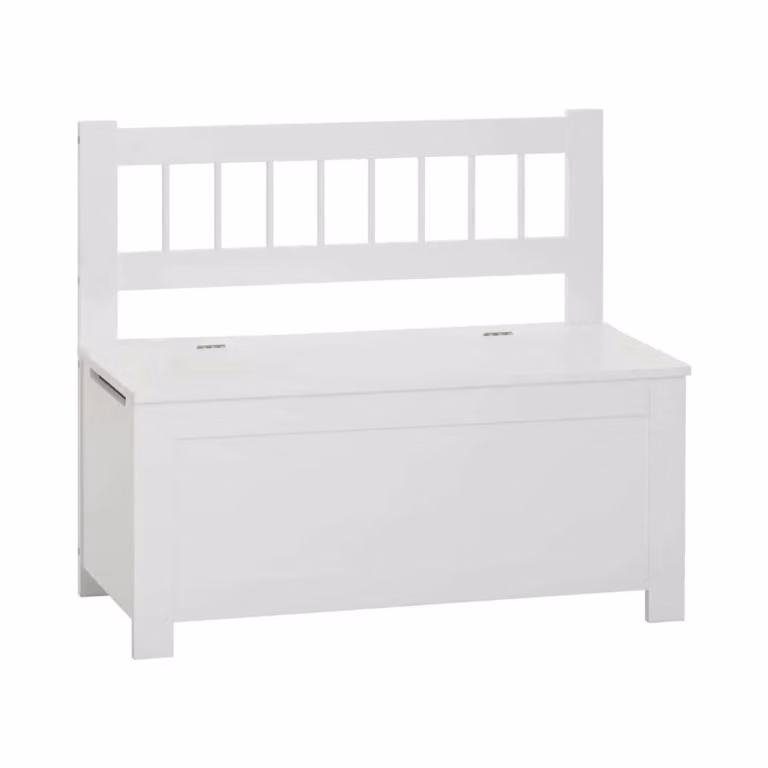Wellhome Banco de almacenamiento arcón infantil de madera blanco An/P/Al: 74,5 x 34 x 64 cm