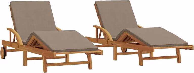 Set de 2 tumbonas Syfax de madera de acacia con reposacabezas ajustable en color beige y marrón, An/P/Al: 220 x 67 x 84 cm