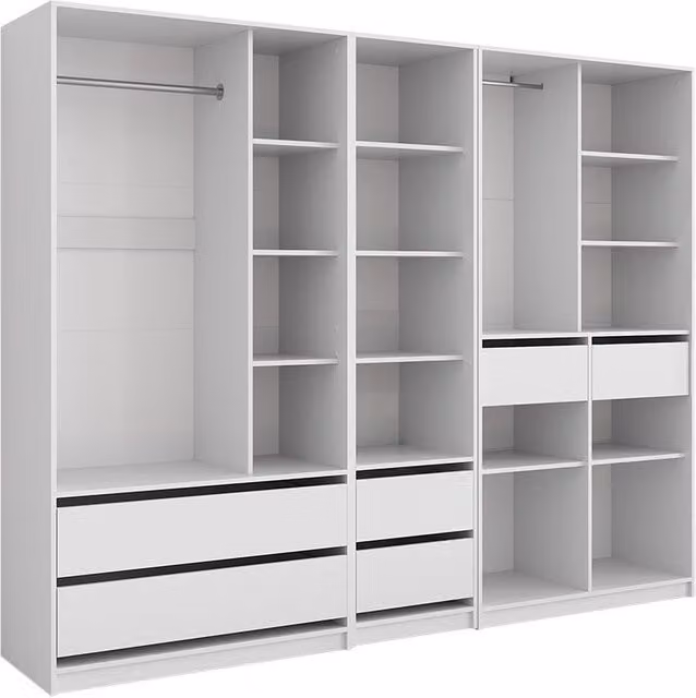 Armario de ropa infantil Vicco Elmo en blanco con cajones integrados, An: 100 cm, Al: 200 cm, P: 50 cm