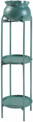 Soporte para plantas Altena de 3 niveles en metal color verde mate de en.casa An/P/Al: 27 x 27 x 94,5 cm