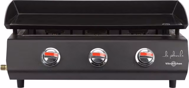 Plancha a gas Vitrokitchen PG330IB en acero esmaltado color negro con encendido piezoeléctrico para sobremesa