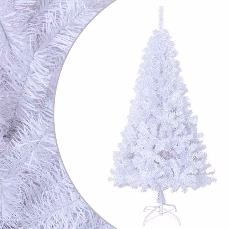 Árbol de Navidad artificial vidaXL de PVC blanco con ramas gruesas, Altura: 150 cm