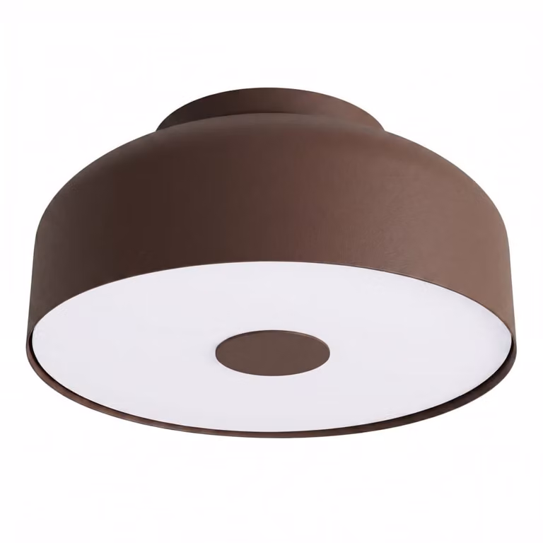 Plafón de techo redondo moderno Sollux Lighting en color marrón, fabricado en acero y PVC, Altura: 15 cm