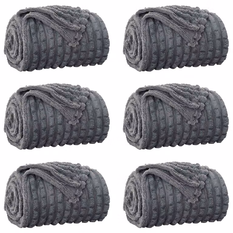 Set de 6 mantas de sofá vidaXL de forro suave en gris, An/P: 240 x 220 cm
