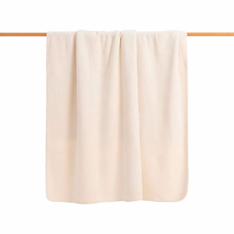 Manta reversible extrasuave BELUM de sherpa y sedalina en color beige, An/P: 150 x 200 cm