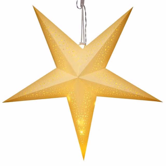 Estrella de papel Casaria color crema con 10 LED y diseño de puntos para Navidad, 60 cm