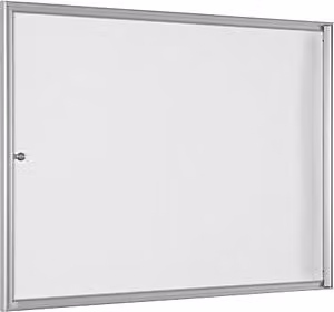 Vitrina de pared moderna Certeo con puertas de cristal y cerradura en color blanco